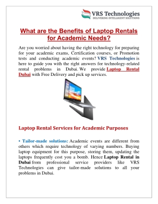 What are the Benefits of Laptop Rentals for Academic Needs?