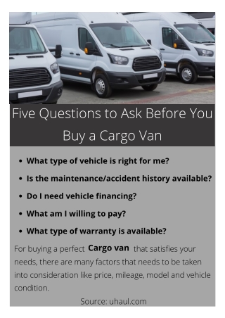 Five Questions to Ask Before You Buy a Cargo Van