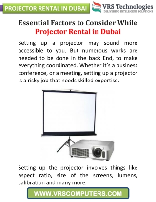 Factors to Consider While Projector Rental In Dubai