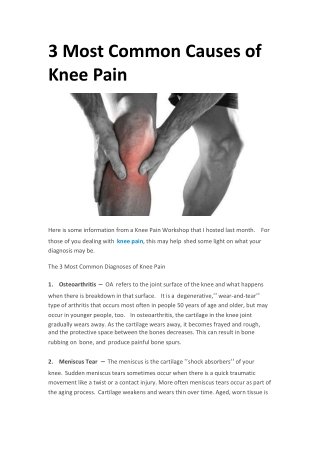 3 Most Common Causes of Knee Pain