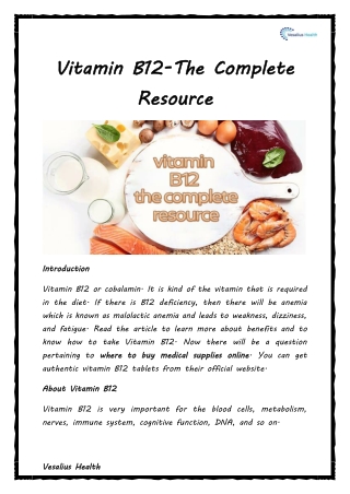 Vitamin B12-The Complete Resource