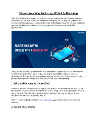Slide-In Your Way To Success With A Brilliant App