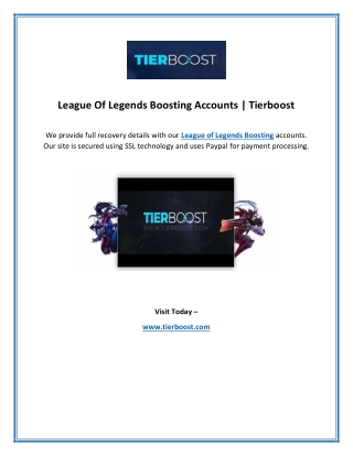 League Of Legends Boosting Accounts | Tierboost