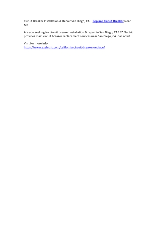 Circuit Breaker Installation & Repair San Diego, CA | Replace Circuit Breaker Near Me
