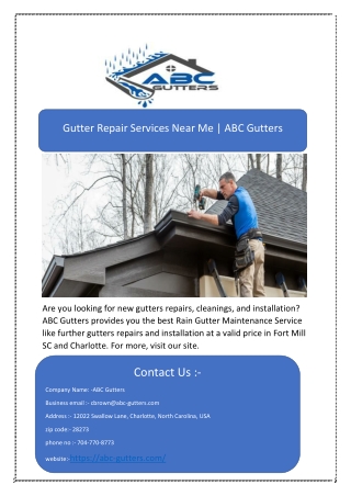 Gutter Repair Services Near Me | ABC Gutters