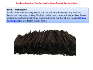 Purchase Premium Tahitian Vanilla Beans from Online Suppliers