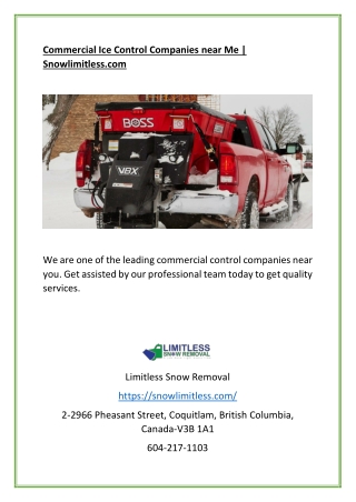 Commercial Ice Control Companies near Me | Snowlimitless.com