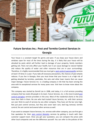 Future Services Inc.: Pest and Termite Control Services in Georgia