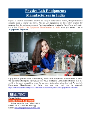 Physics Lab Equipments Manufacturers in India