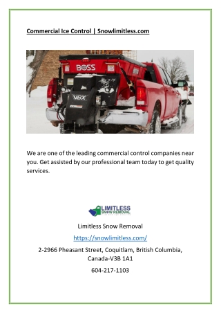Commercial Ice Control | Snowlimitless.com