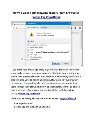 How to Clear Your Browsing History From Browsers?- Www.Avg.Com/Retail