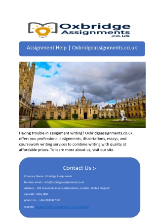 Assignment Help | Oxbridgeassignments.co.uk