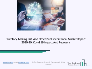 Directory, Mailing List, And Other Publishers Market Forecast to 2030 | Covid 19 Impact and Recovery