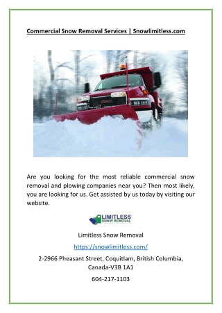 Commercial Snow Plowing Services | Snowlimitless.com