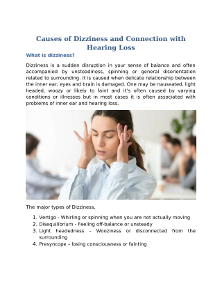 Causes of Dizziness and Connection with Hearing Loss