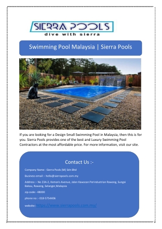 Swimming Pool Malaysia | Sierra Pools