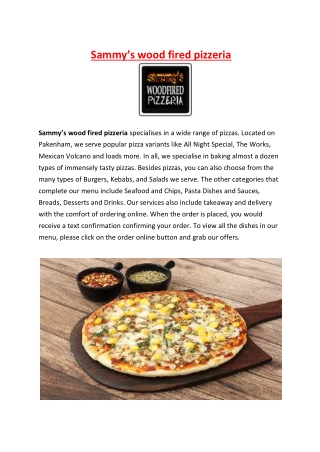 5% Off - Sammy’s wood fired pizzeria Menu Pakenham, VIC