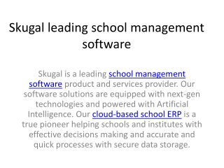 Skugal leading school management software