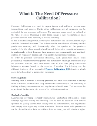 What Is The Need Of Pressure Calibration?