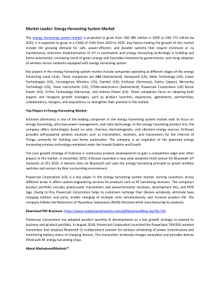 Energy Harvesting System Market Size, Share, system and Industry Analysis and Market Forecast to 2025 | MarketsandMarket