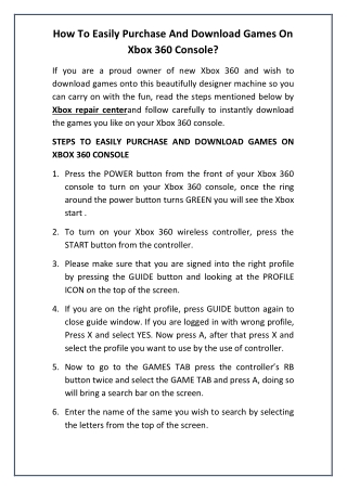 How To Easily Purchase And Download Games On Xbox 360 Console?