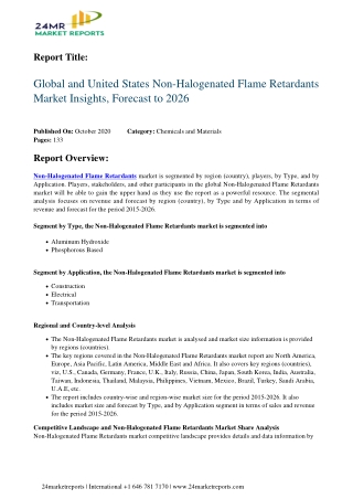 Non-Halogenated Flame Retardants Market Insights, Forecast to 2026