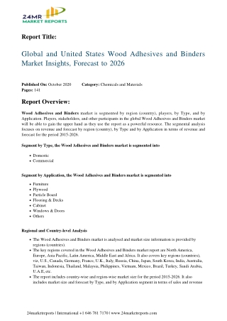 Wood Adhesives and Binders Market Insights, Forecast to 2026