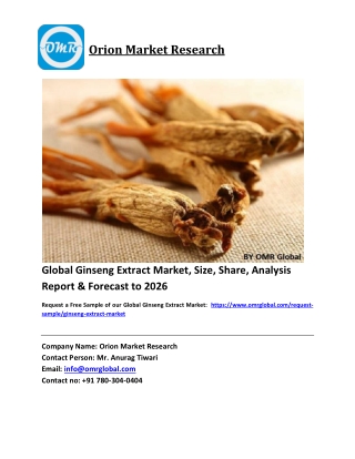 Global Ginseng Extract Market Size, Industry Trends, Share and Forecast 2020-2026