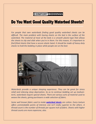 Do You Want Good Quality Waterbed Sheets?