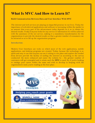 What Is MVC And How to Learn It?