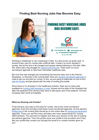 Finding Best Nursing Jobs Has Become Easy