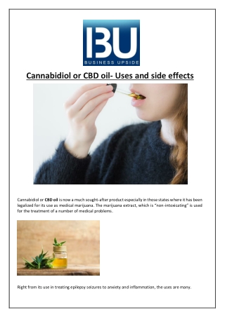 Cannabidiol or CBD oil- Uses and side effects