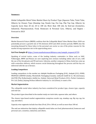 Collapsible Metal Tubes Market Share