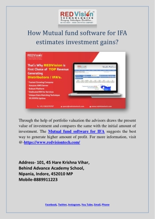 How Mutual fund software for IFA estimates investment gains?