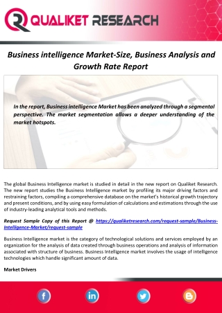 Business intelligence Market Size, Latest Trends, Analysis and Forecast Report