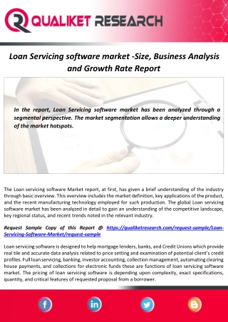 Loan Servicing Software Market Size, Demand, Analysis and Forecast Report