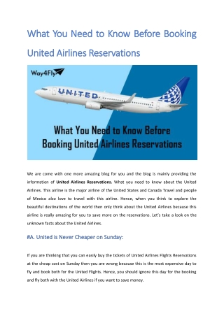 What You Need to Know Before Booking United Airlines Reservations