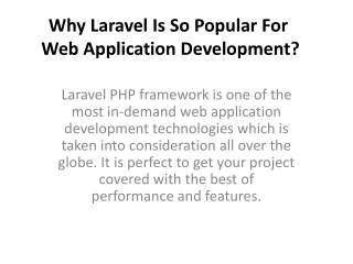 Why Laravel Is So Popular For  Web Application Development?