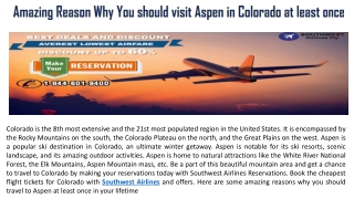 Amazing Reason Why You should visit Aspen in Colorado at least once