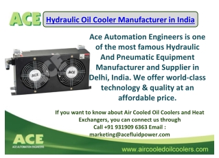 ACE, Hydraulic Oil Cooler Manufacturer in India