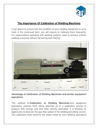 The Importance Of Calibration of Welding Machines