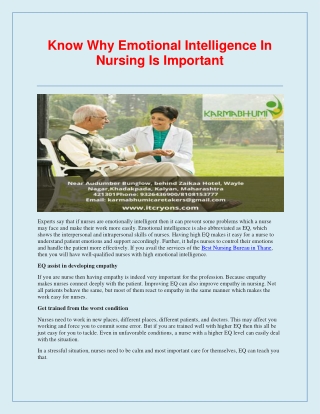 Know Why Emotional Intelligence In Nursing Is Important