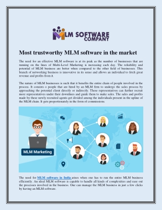 Most trustworthy MLM software in the market