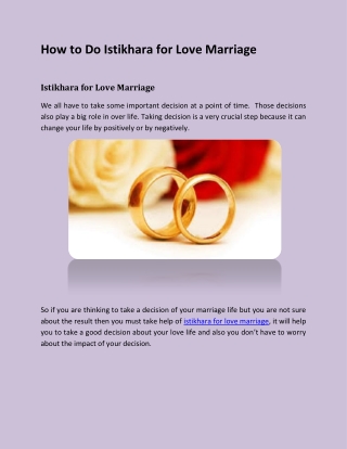 How To Do Istikhara For Love Marriage