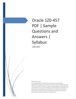 Oracle 1Z0-457 PDF | Sample Questions and Answers | Syllabus