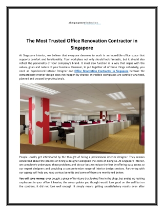 Office Renovation Contractor in Singapore