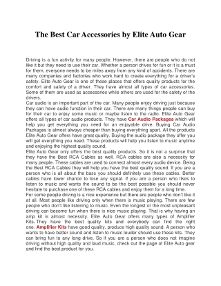 The Best Car Accessories by Elite Auto Gear