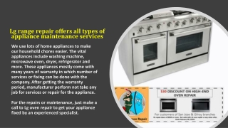 Lg range repair offers all types of appliance maintenance services