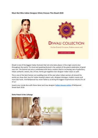 Must Not Miss Indian Designer Ethnic Dresses This Diwali 2020 - shopkund