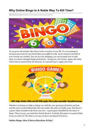 Why Online Bingo Is A Noble Way To Kill Time?